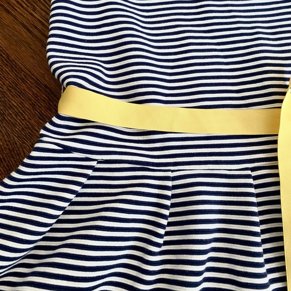 Gymboree Dress (Dark Blue/White Stripe) & Yellow Waist Tie (10YR) - Picture 3 of 6